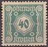 Austria - 1922 - Numbers - 40 - Green - Numbers - Scott J112 - 0